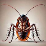 Cucaracha marrón de cuerpo segmentado con largas antenas y patas espinosas