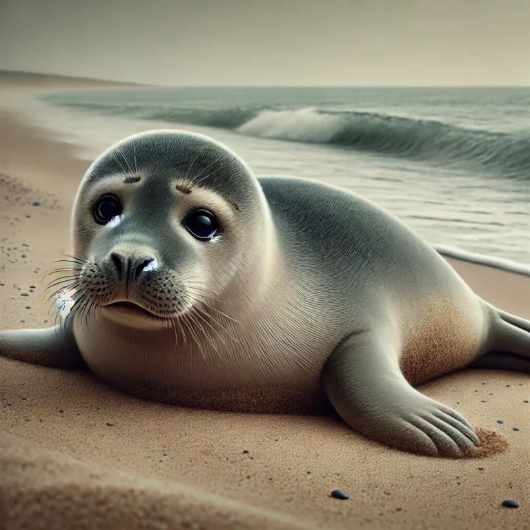 Foca descansando en una playa de arena cerca del océano