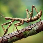 Insecto palo camuflado en una rama de árbol