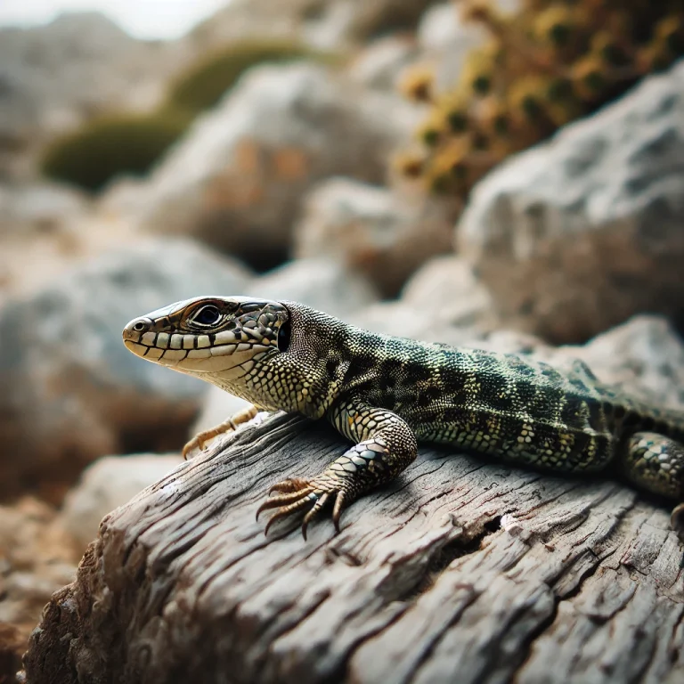 Lagarto descansando sobre una roca en un entorno natural