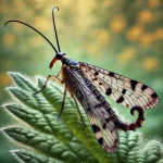 Mosca escorpión descansando en una hoja