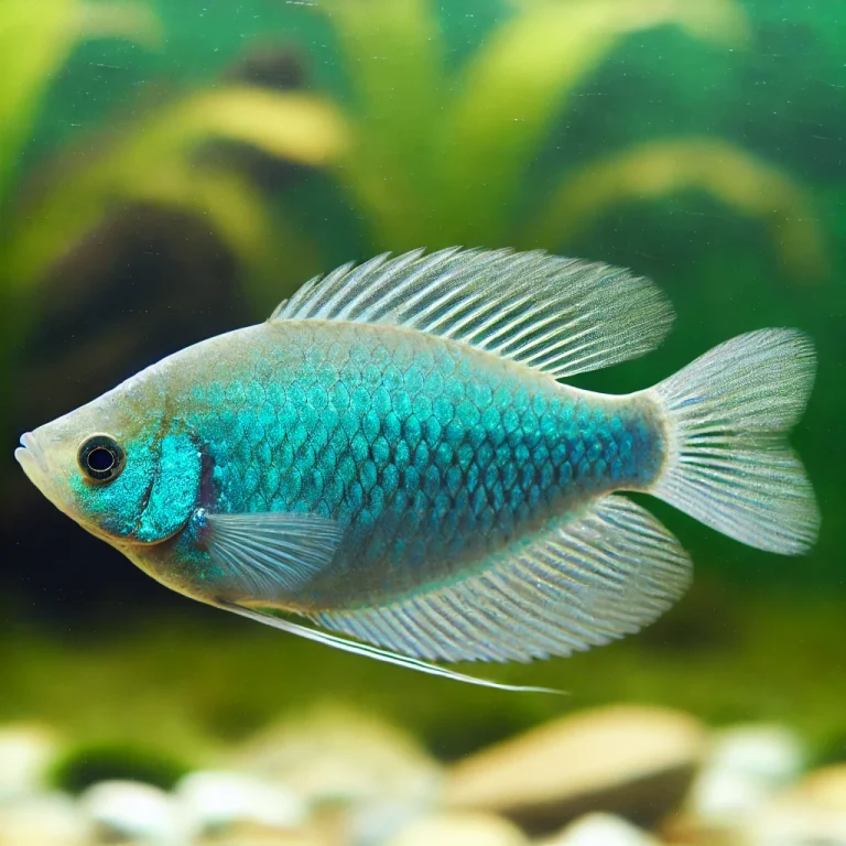 Pez gourami nadando en un entorno de agua dulce